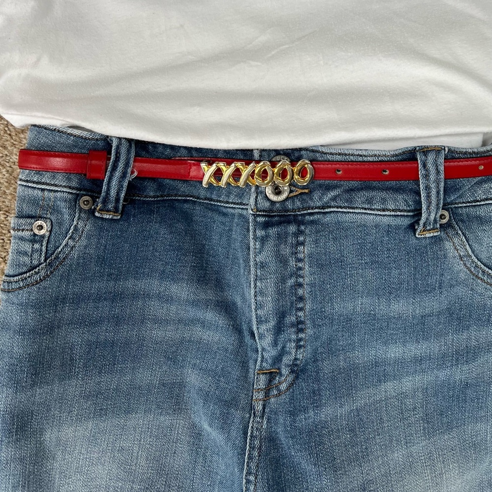 Vintage Paloma Picasso Italian Red Leather XXXOOO Belt - Picture 2 of 10
